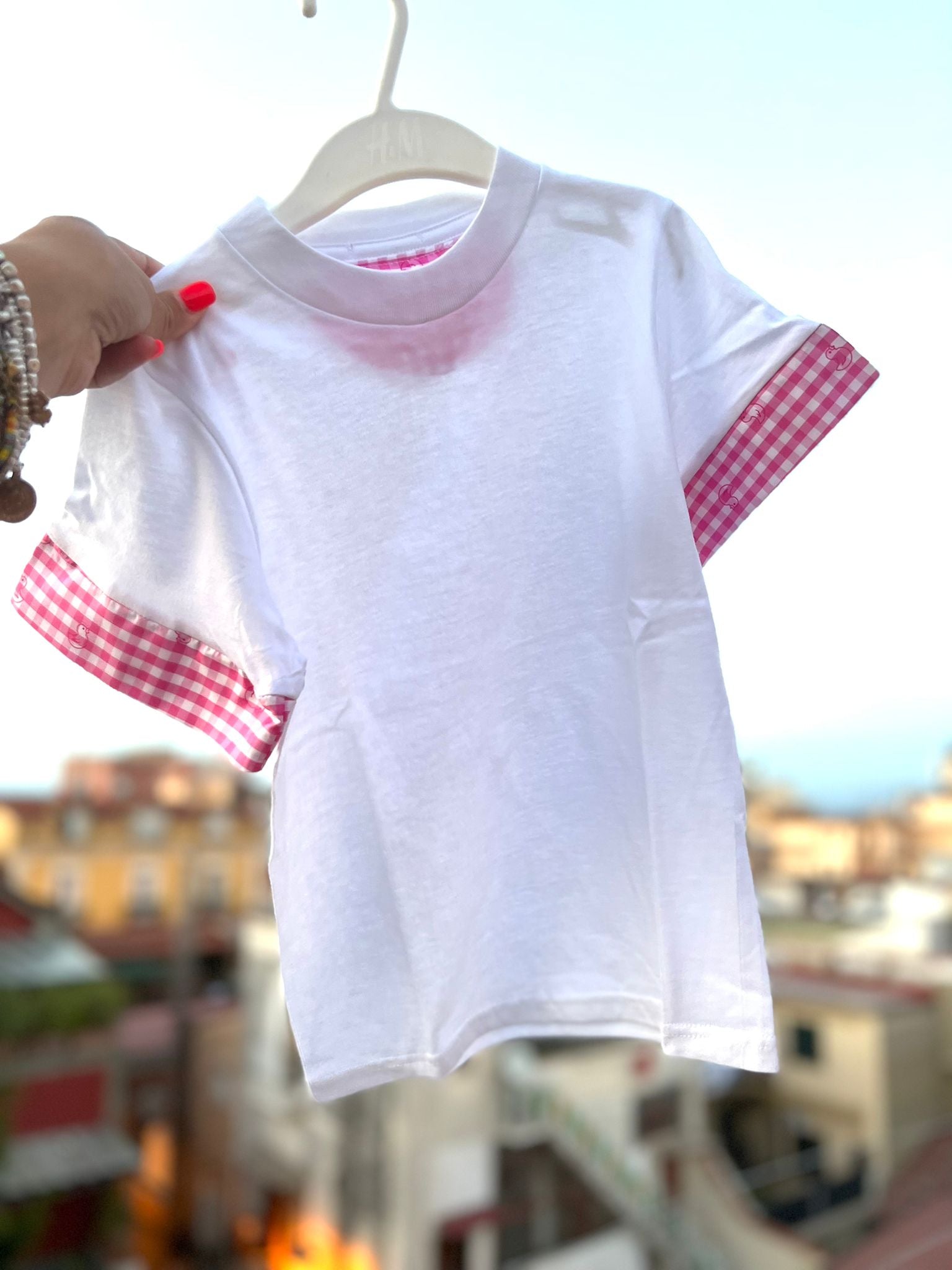QUADRETTI ROSA T-shirt regular bimbo