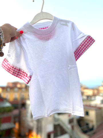 QUADRETTI ROSA T-shirt regular bimbo
