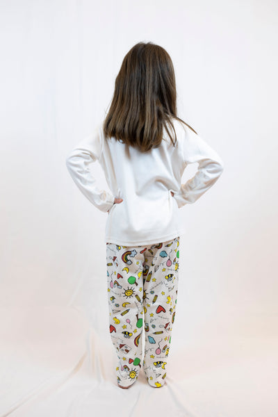 GIRL'S CREAM PAJAMAS