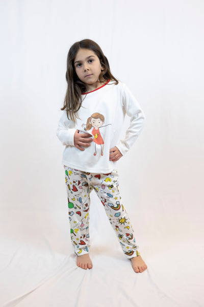 GIRL'S CREAM PAJAMAS