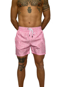 QUADRETTI ROSA short uomo